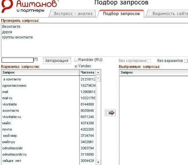 подбор запросов,site-auditor